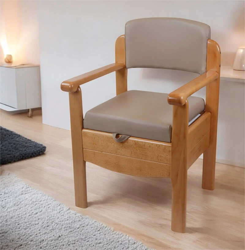 Wooden Commode Chair | Luxury Toilet Chair With Padded Seat & Backrest | Heavy Duty | Bariatric | Sturdy Design - Image 10
