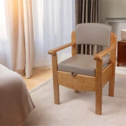 Wooden Commode Chair | Luxury Toilet Chair With Padded Seat & Backrest | Heavy Duty | Bariatric | Sturdy Design - Image 11