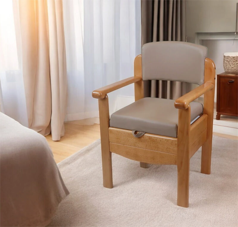 Wooden Commode Chair | Luxury Toilet Chair With Padded Seat & Backrest | Heavy Duty | Bariatric | Sturdy Design - Image 11