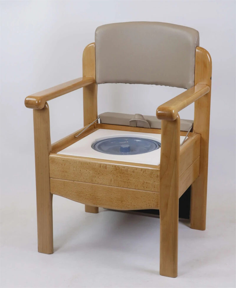 Wooden Commode Chair | Luxury Toilet Chair With Padded Seat & Backrest | Heavy Duty | Bariatric | Sturdy Design - Image 4