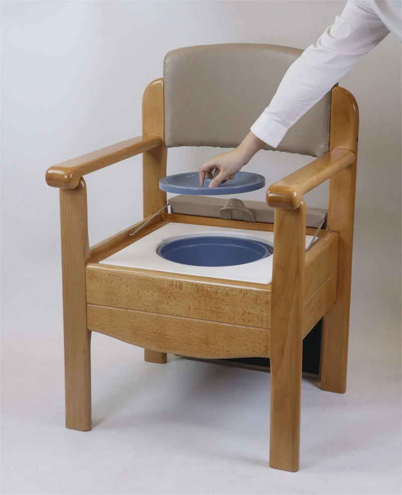 Wooden Commode Chair | Luxury Toilet Chair With Padded Seat & Backrest | Heavy Duty | Bariatric | Sturdy Design - Image 5