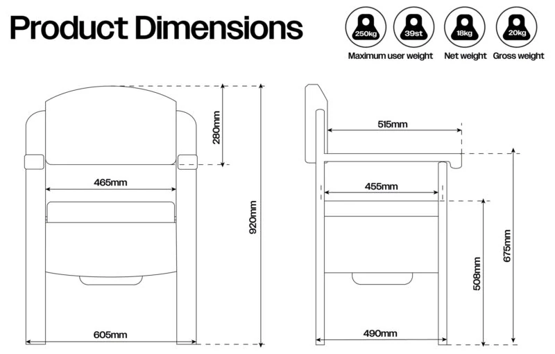 Wooden Commode Chair | Luxury Toilet Chair With Padded Seat & Backrest | Heavy Duty | Bariatric | Sturdy Design - Image 7
