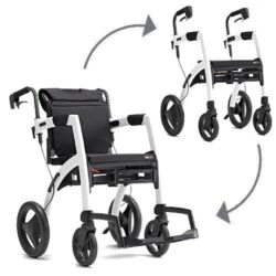 Rollz Motion 2.1 shown as rollator and wheelchair.
