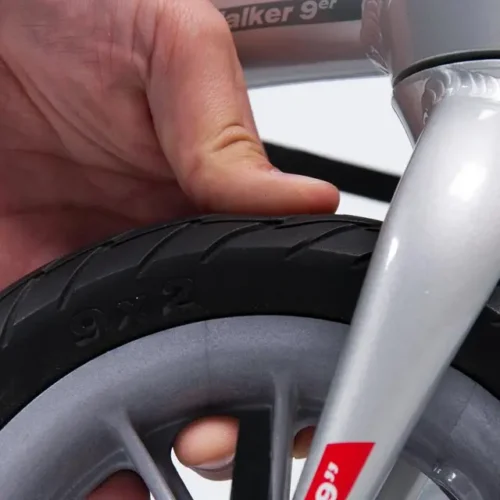 Close-up of a Trionic Walker 9er wheel with hand adjusting.