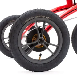Close-up of 12-inch Trionic Walker Rollator wheels.