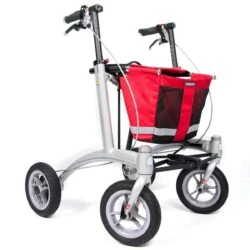 Trionic Walker 9er with a red basket and three large wheels.