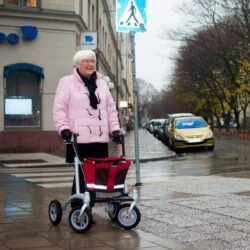 Person using a Trionic Walker 9er in a city street.