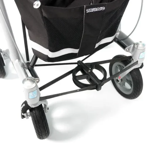 Rear view of Trionic Walker 9er showing wheels and storage basket.