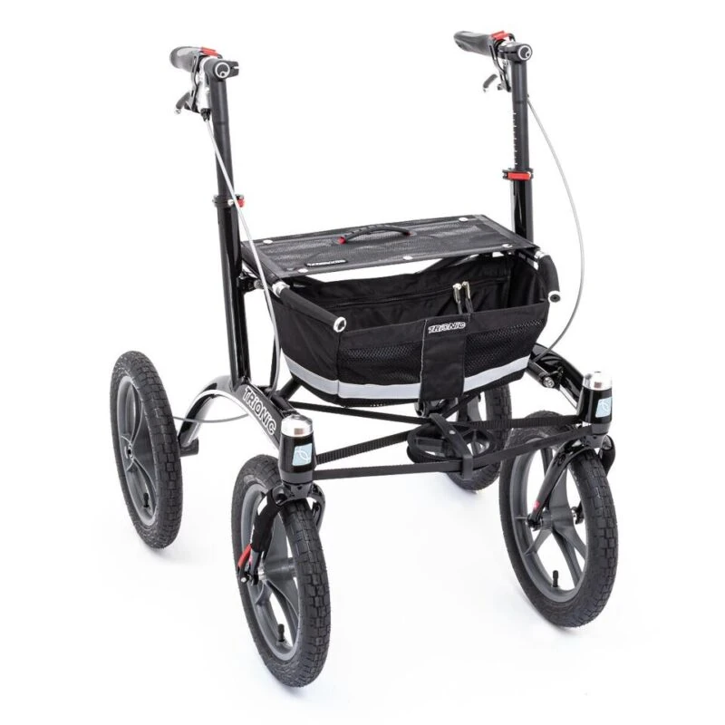 Trionic 14er Rollator Walker with large wheels and black basket.