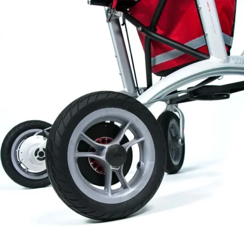 Close-up of the Trionic Walker 9er's wheels and frame.