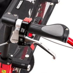 Close-up of Trionic Walker Rollator handle and brake lever.