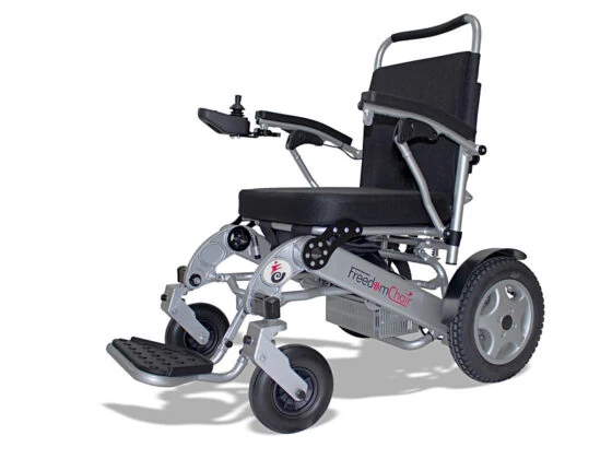 Freedom Chair DE08L electric wheelchair with foldable frame.