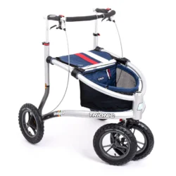 Trionic Veloped Sport 12er rollator with large wheels and navy basket.