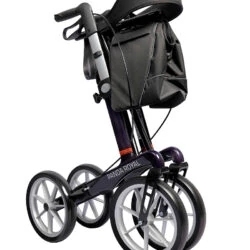 Folded Panda Royal rollator with large wheels and a black storage bag.