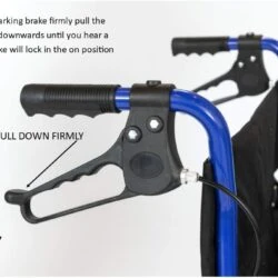 Close-up of brake handle on Dash Express Folding Wheelchair.