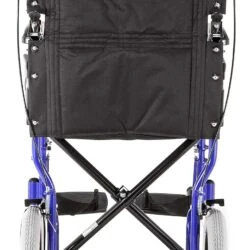 Rear view of a Dash Express Folding Wheelchair with visible logo.