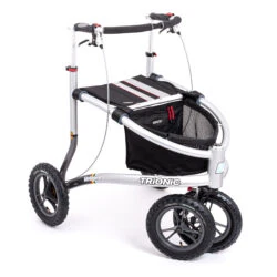 Trionic Veloped Tour rollator with three wheels and a basket.