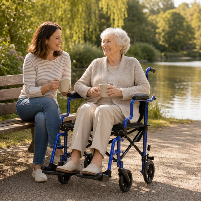Lightweight Slim Folding Wheelchair For Travelling With Bag