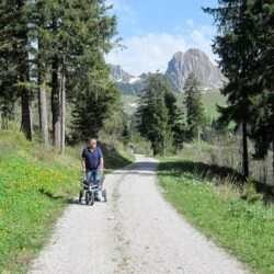 Person using Trionic Veloped Trek 12er on a mountain path.