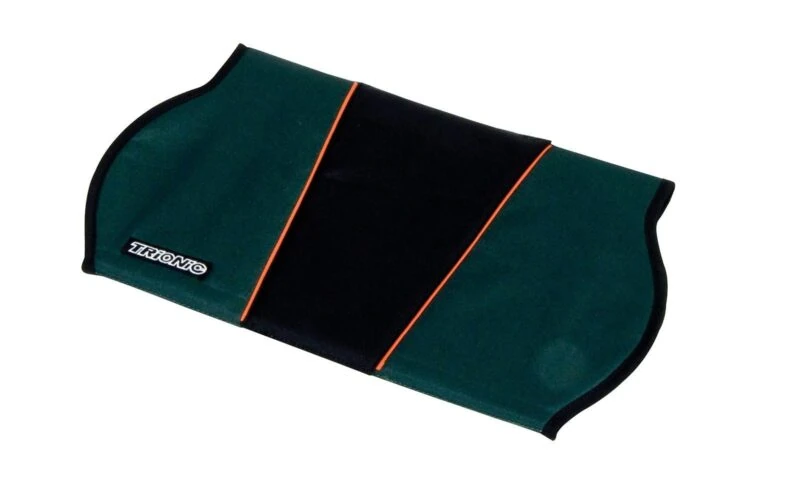 Green and black rifle bag with orange accents and Trionic logo.