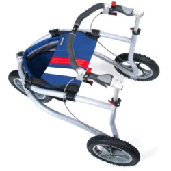 Top view of Trionic Veloped Trek 14er with blue seat and large wheels.