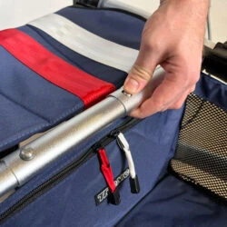 Close-up of a hand adjusting the handle on a Trionic Veloped Trek 12er.