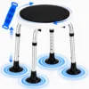 360° Rotating Shower Stool | Height Adjustable Bathroom Aid | With Large Anti-Slip Rubber Feet Pads