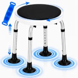 360° Rotating Shower Stool | Height Adjustable Bathroom Aid | With Large Anti-Slip Rubber Feet Pads