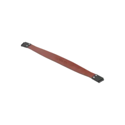 Brown leather backrest with black metal ends, branded 'uplivin'.