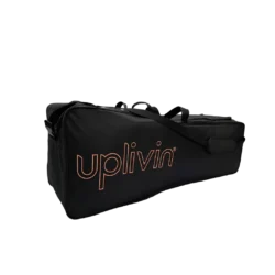 Black Uplivin travel bag with orange logo.