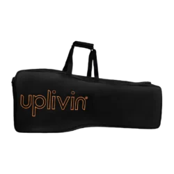 Black Uplivin travel bag with orange logo.