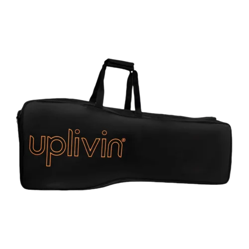 Black Uplivin travel bag with orange logo.