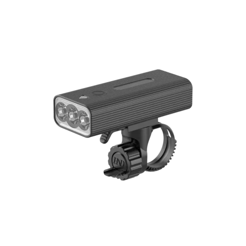 Rechargeable light with three LEDs and a mounting bracket.