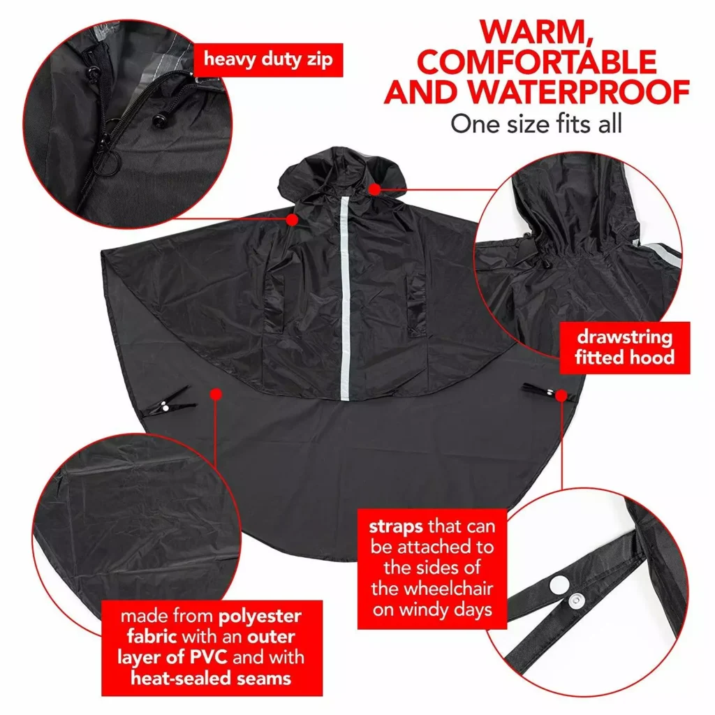 Wheelchair Wet Weather Clothing, Adult Wheelchair Poncho, Wheelchair Waterproof Poncho, Waterproof Poncho for wheelchair Users