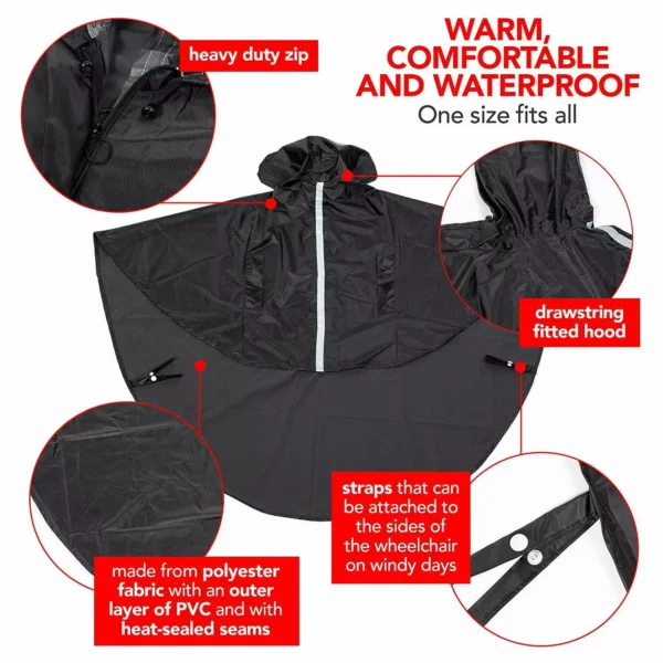 Wheelchair Wet Weather Clothing, Adult Wheelchair Poncho, Wheelchair Waterproof Poncho, Waterproof Poncho for wheelchair Users
