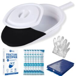 Bed Pan with Handle & Lid | Lightweight Fracture Bed Pan, Easy-Clean & Odour-Control Lid | Includes Liners, Pads & Gloves