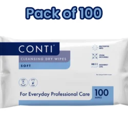 Pack of Conti Soft Cleansing Dry Wipes with 100 wipes.