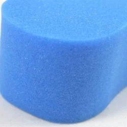 Close-up view of a blue sponge surface.