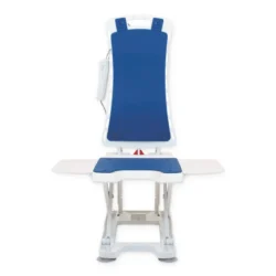 Front view of Nova Bath Lift with blue seat and backrest.