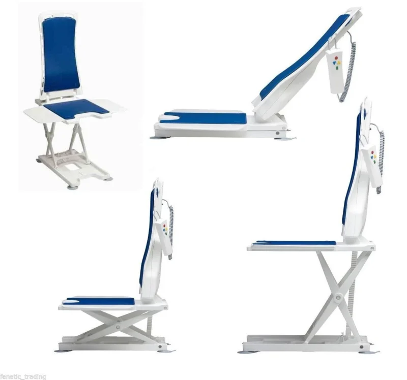 Nova Bath Lift in various positions showing reclining and upright states.