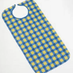 Yellow check adult apron with a neck opening.