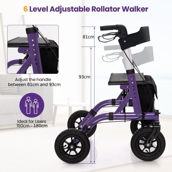 Bio Lec Mobility Foldable Rolling Walker rollator with Adjustable Seat