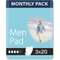60 Incontinence Pads for Men with Adhesive Strip | Super Absorbent & Discreet Protection