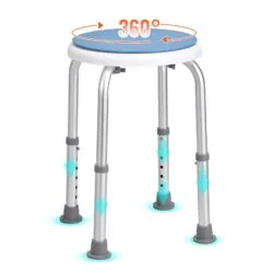 360° Rotating Shower Stool for Elderly | Height Adjustable Bathroom Aid | With Anti-Slip Rubber Pads | 300lb Capacity