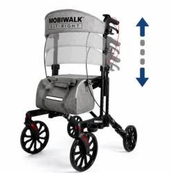 MobiWalk SIT-RIGHT Rollator Walker with adjustable seat and handles.