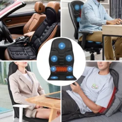 Heated massage seat cushion used in car, office chair, and at home.