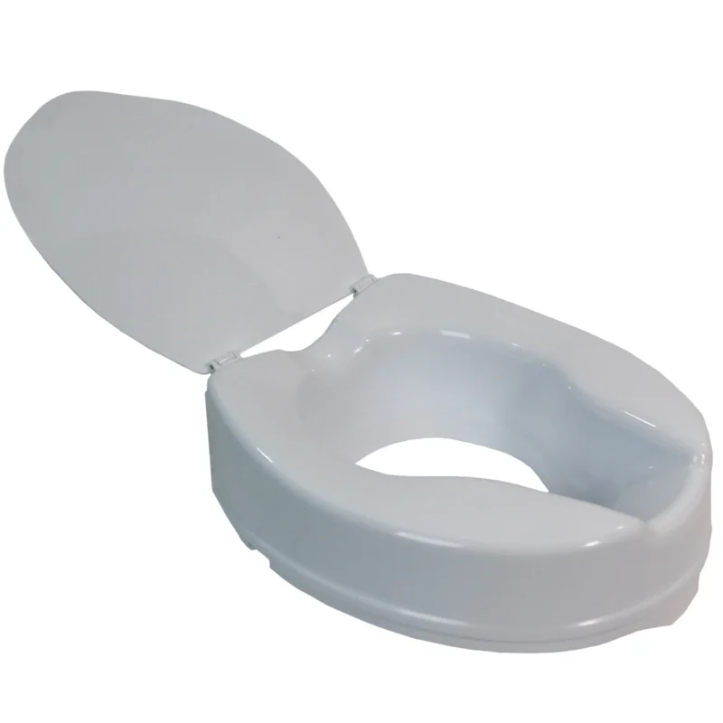Raised toilet seat with lid, 10cm elevation.