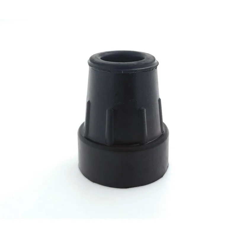 Black rubber ferrule for walking stick or crutch.