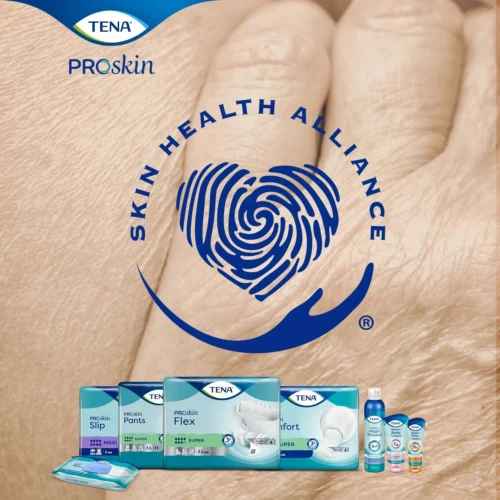 TENA ProSkin products with Skin Health Alliance logo.