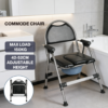 Height Adjustable Folding Commode Chair with Arms | Bedside Toilet Chair & Shower Seat | 150kg Capacity
